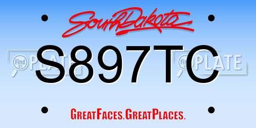 S897TC South Dakota License Plate
