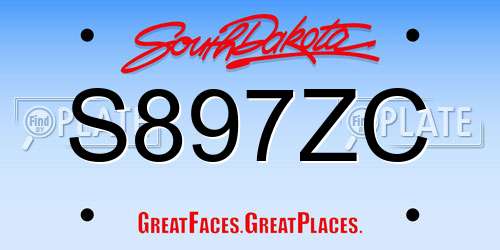 S897ZC South Dakota License Plate