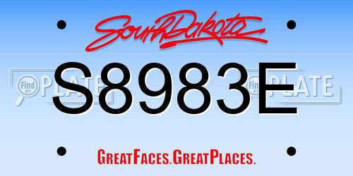 S8983E South Dakota License Plate
