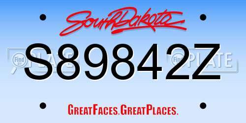 S89842Z South Dakota License Plate
