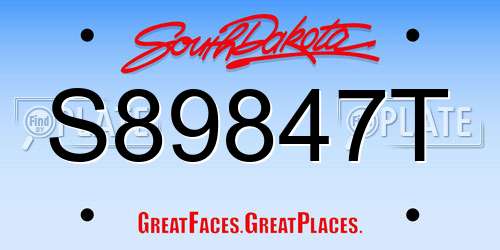 S89847T South Dakota License Plate