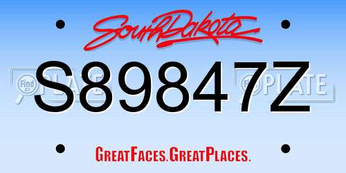 S89847Z South Dakota License Plate