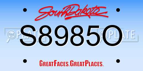 S8985O South Dakota License Plate