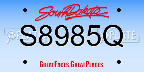 S8985Q South Dakota License Plate