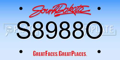 S8988O South Dakota License Plate