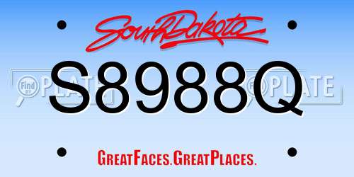 S8988Q South Dakota License Plate