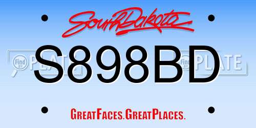 S898BD South Dakota License Plate