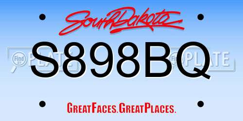 S898BQ South Dakota License Plate
