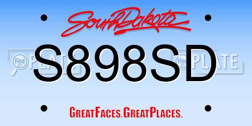 S898SD South Dakota License Plate
