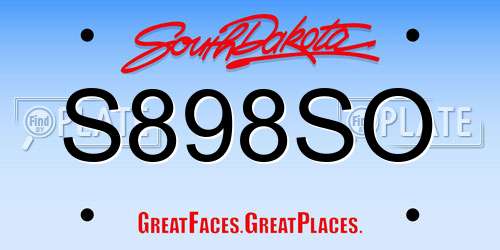 S898SO South Dakota License Plate