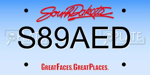 S89AED South Dakota License Plate