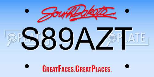 S89AZT South Dakota License Plate