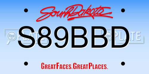 S89BBD South Dakota License Plate
