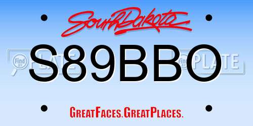 S89BBO South Dakota License Plate