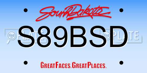 S89BSD South Dakota License Plate