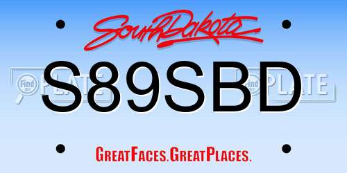 S89SBD South Dakota License Plate