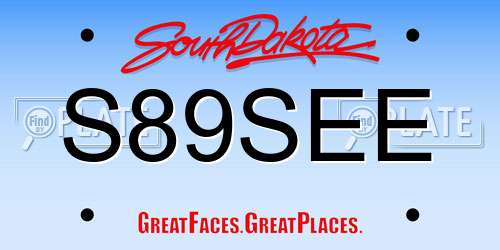 S89SEE South Dakota License Plate