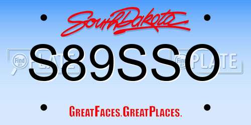 S89SSO South Dakota License Plate