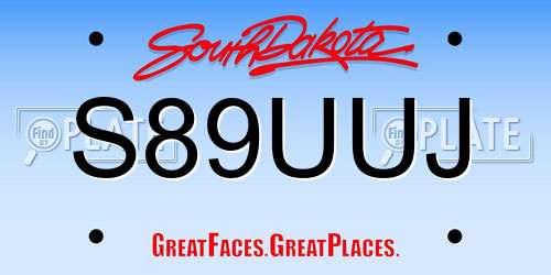 S89UUJ South Dakota License Plate