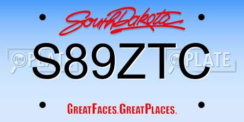 S89ZTC South Dakota License Plate
