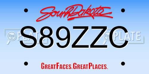S89ZZC South Dakota License Plate