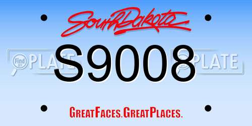 S9008 South Dakota License Plate