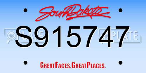 S915747 South Dakota License Plate