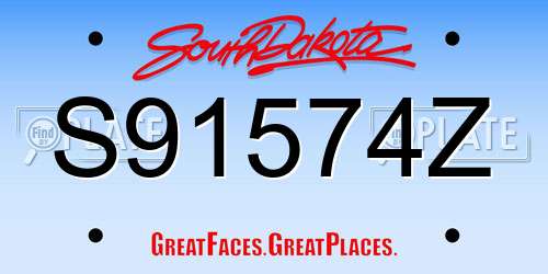 S91574Z South Dakota License Plate