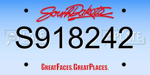 S918242 South Dakota License Plate