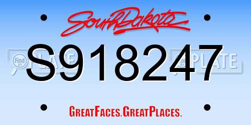 S918247 South Dakota License Plate