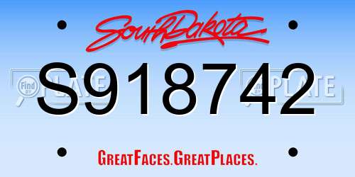 S918742 South Dakota License Plate