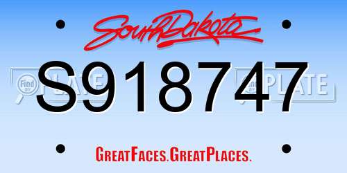 S918747 South Dakota License Plate
