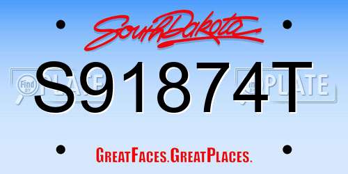 S91874T South Dakota License Plate