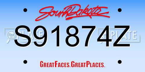 S91874Z South Dakota License Plate