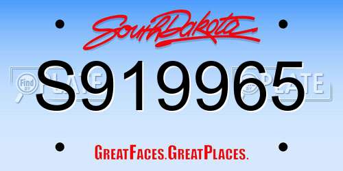S919965 South Dakota License Plate