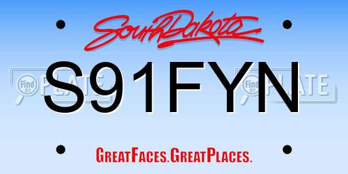 S91FYN South Dakota License Plate