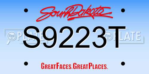 S9223T South Dakota License Plate