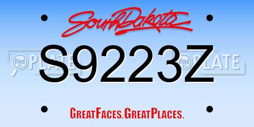 S9223Z South Dakota License Plate