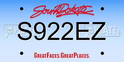 S922EZ South Dakota License Plate