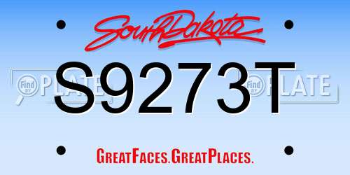 S9273T South Dakota License Plate