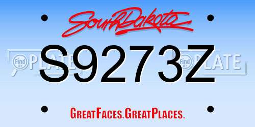 S9273Z South Dakota License Plate