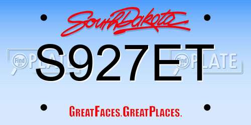 S927ET South Dakota License Plate