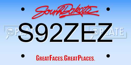 S92ZEZ South Dakota License Plate