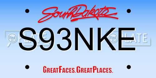 S93NKE South Dakota License Plate