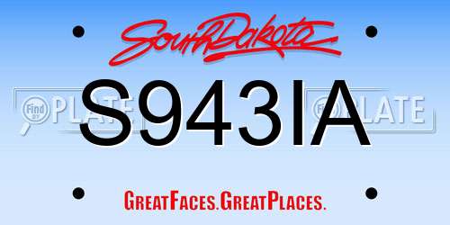 S943IA South Dakota License Plate