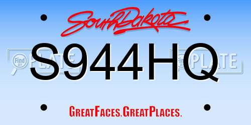 S944HQ South Dakota License Plate
