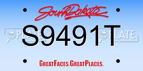 S9491T South Dakota License Plate