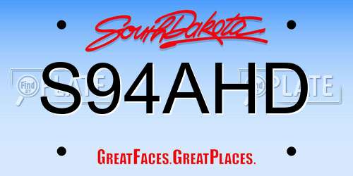 S94AHD South Dakota License Plate