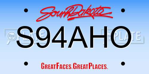 S94AHO South Dakota License Plate
