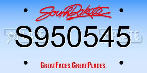 S950545 South Dakota License Plate
